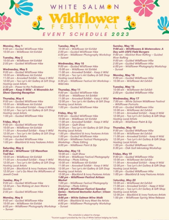 White Salmon Wildflower Festival Schedule 2023 White Salmon